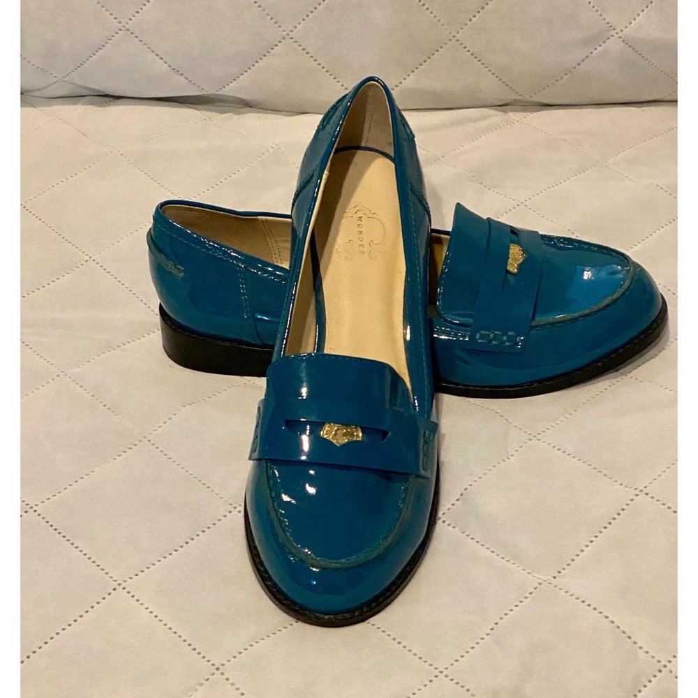 Womens C Wonder Patent Leather Turquoise Penny Loa